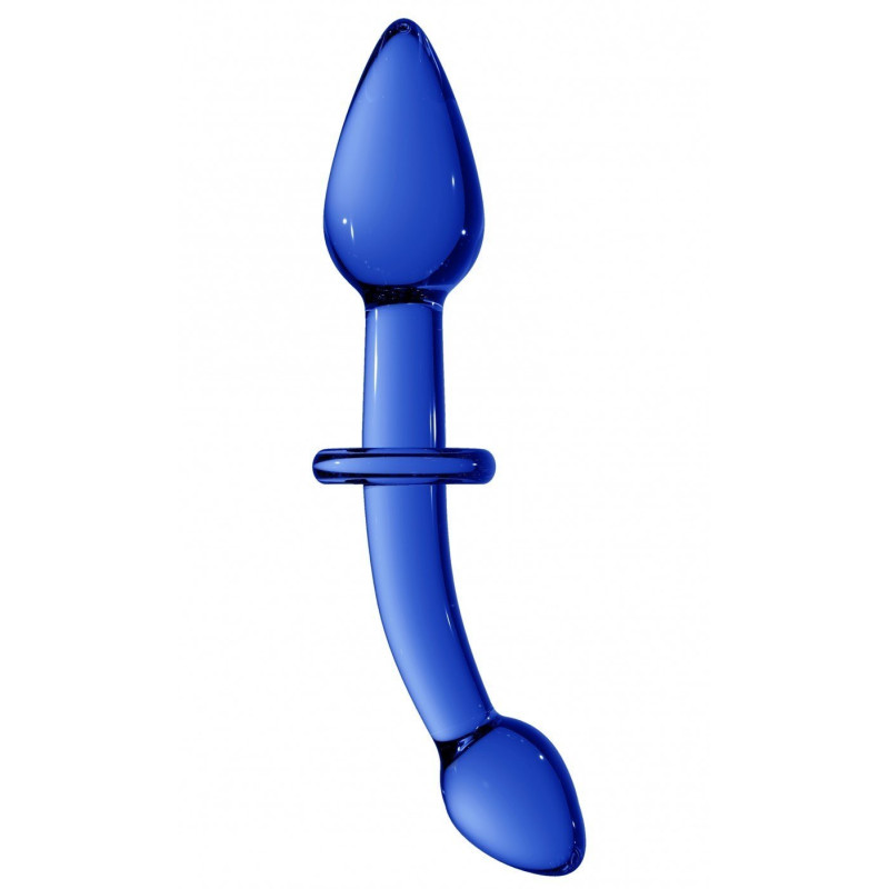 Double Gode En Verre Chrystalino Doubler Bleu