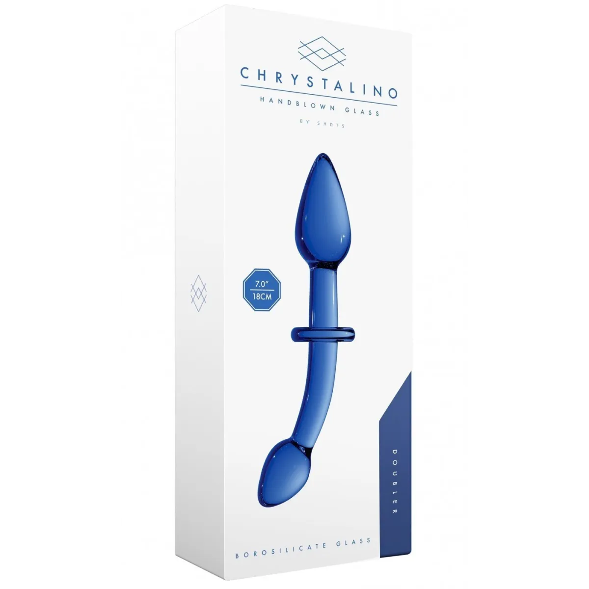 Vidro duplo Dildo Chrystalino Azul Duplo