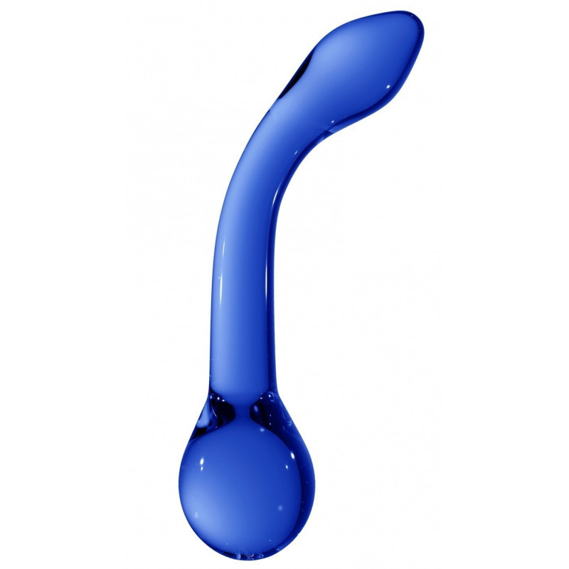 Double Gode En Verre Chrystalino G-Rider Bleu