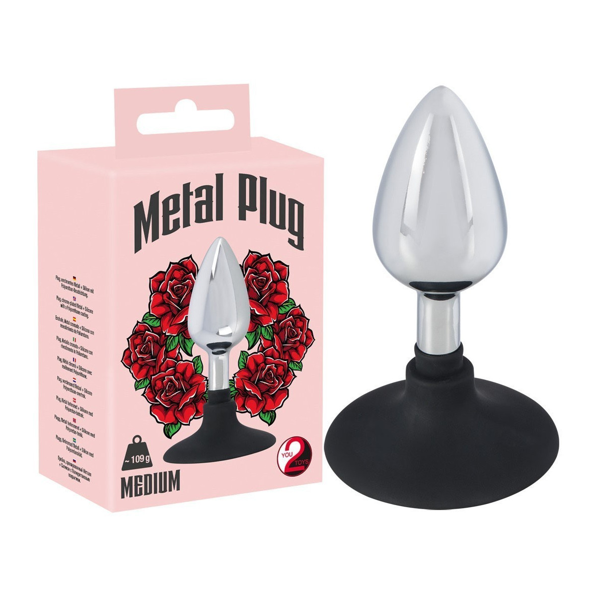 Plug With Suction Cup And Metal & Silicone - Medium