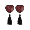 Cache Tetons Heart Strass Preto/Vermelho