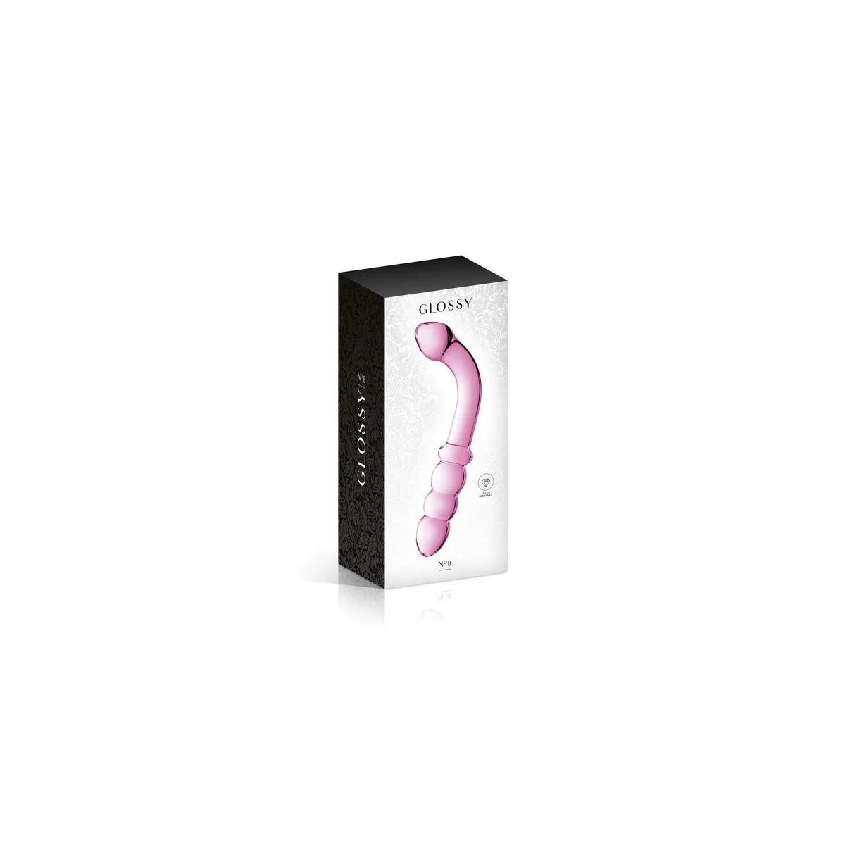 Vidro Dildo 8 Brinquedos Brilhantes Rosa