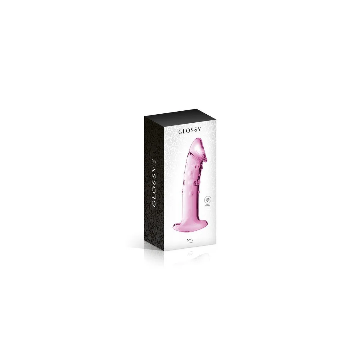 Vidro Dildo 3 Brinquedos Brilhantes Rosa