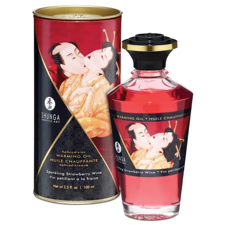 Huile Chauffante Aphrodisiaque - Vin Petillant Fraise Shunga - 1