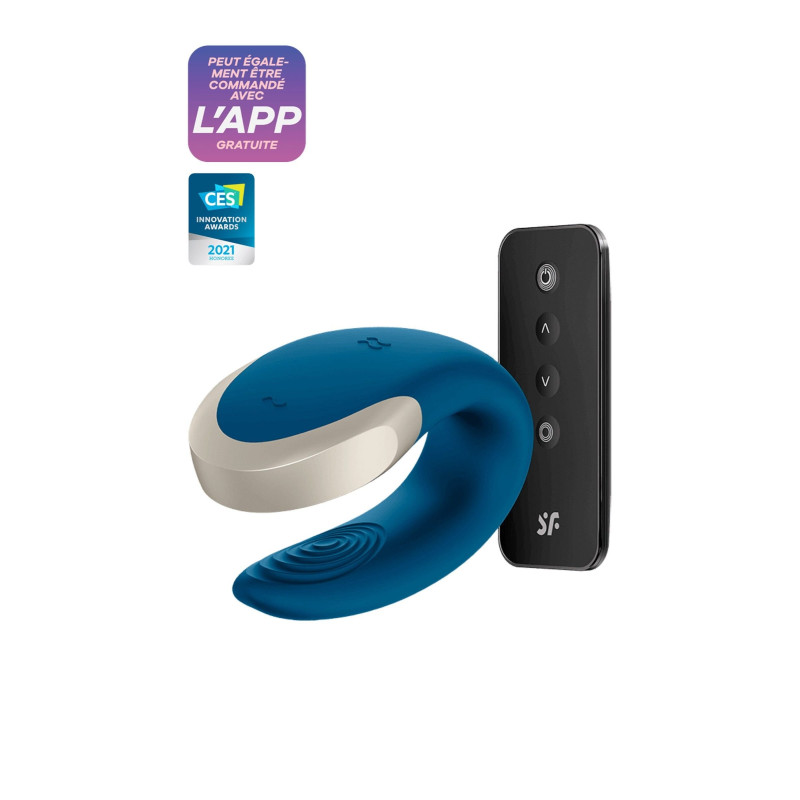 Vibromasseur USB Connecté Double Love Bleu  
