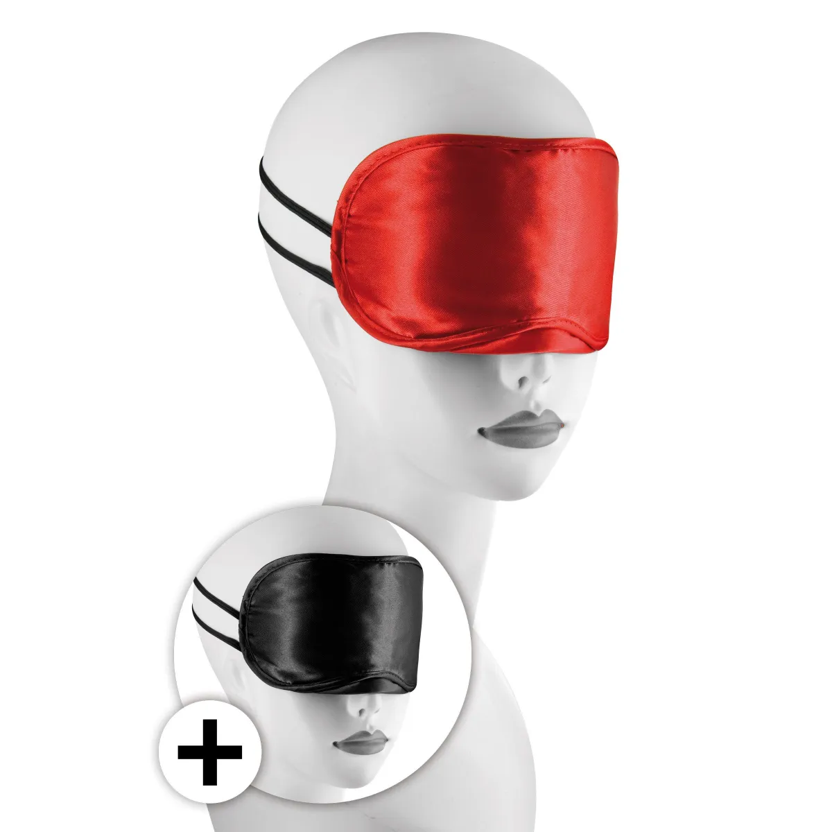 Set of 2 red and black satin masks