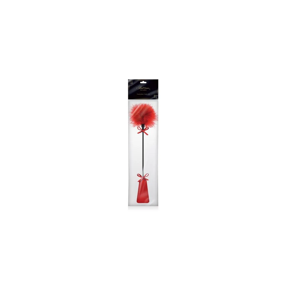 Cravache paddle pompon red