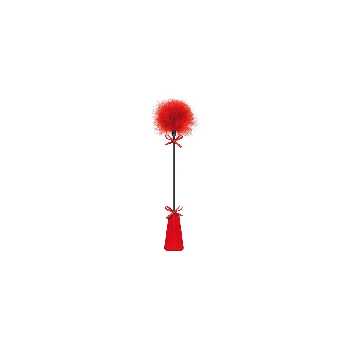 Cravache paddle pompon red