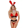 Costume sexy de lapine rouge 5 pièces TU