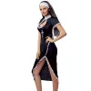 Sexy nun costume split long dress