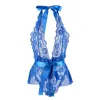 Body string bleu dentelle avec noeud satiné