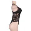 Body noir dentelle florale et satin