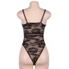 Body noir dentelle florale et satin