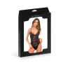 Body noir dentelle florale et satin