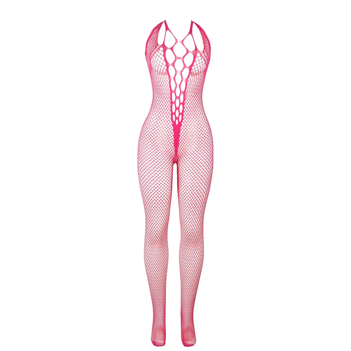 Body de rejilla fucsia con pecho calado