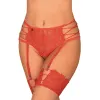 Red open string garter belt with lacing