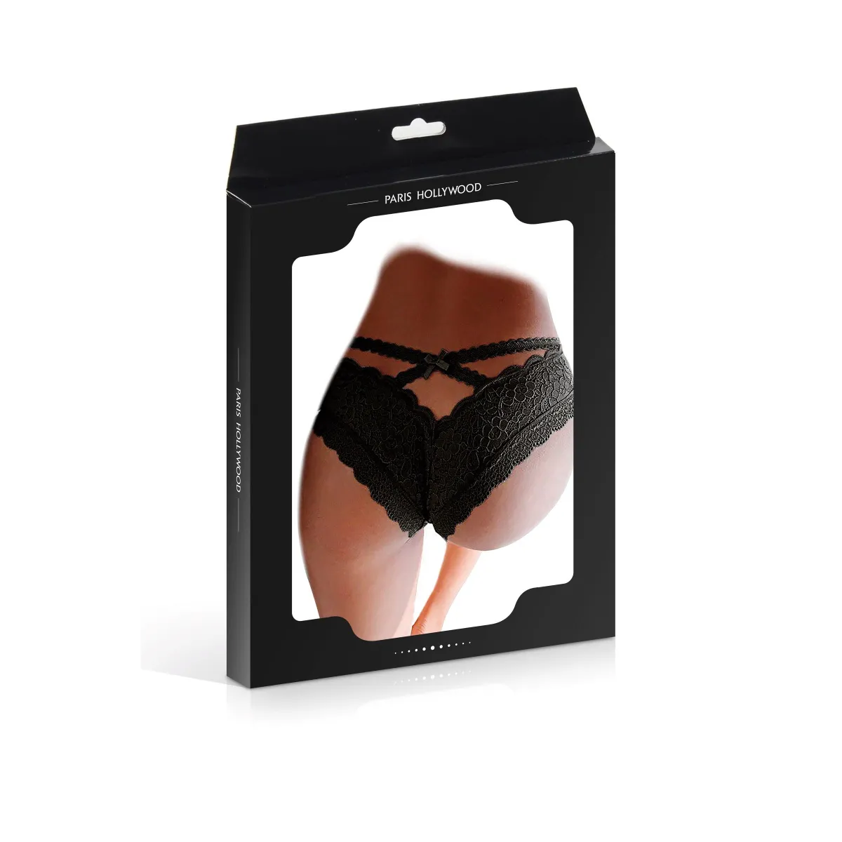 Black tanga in fine lace Paris Hollywood