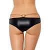 Wetlook black tanga and golden kidney chain