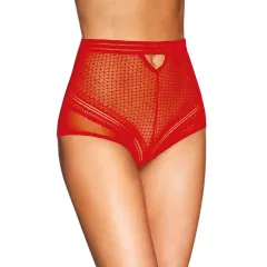 Sexy vermelho alta calcinha malha fina