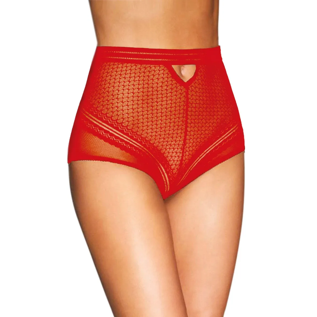 Culotte haute rouge sexy fine maille