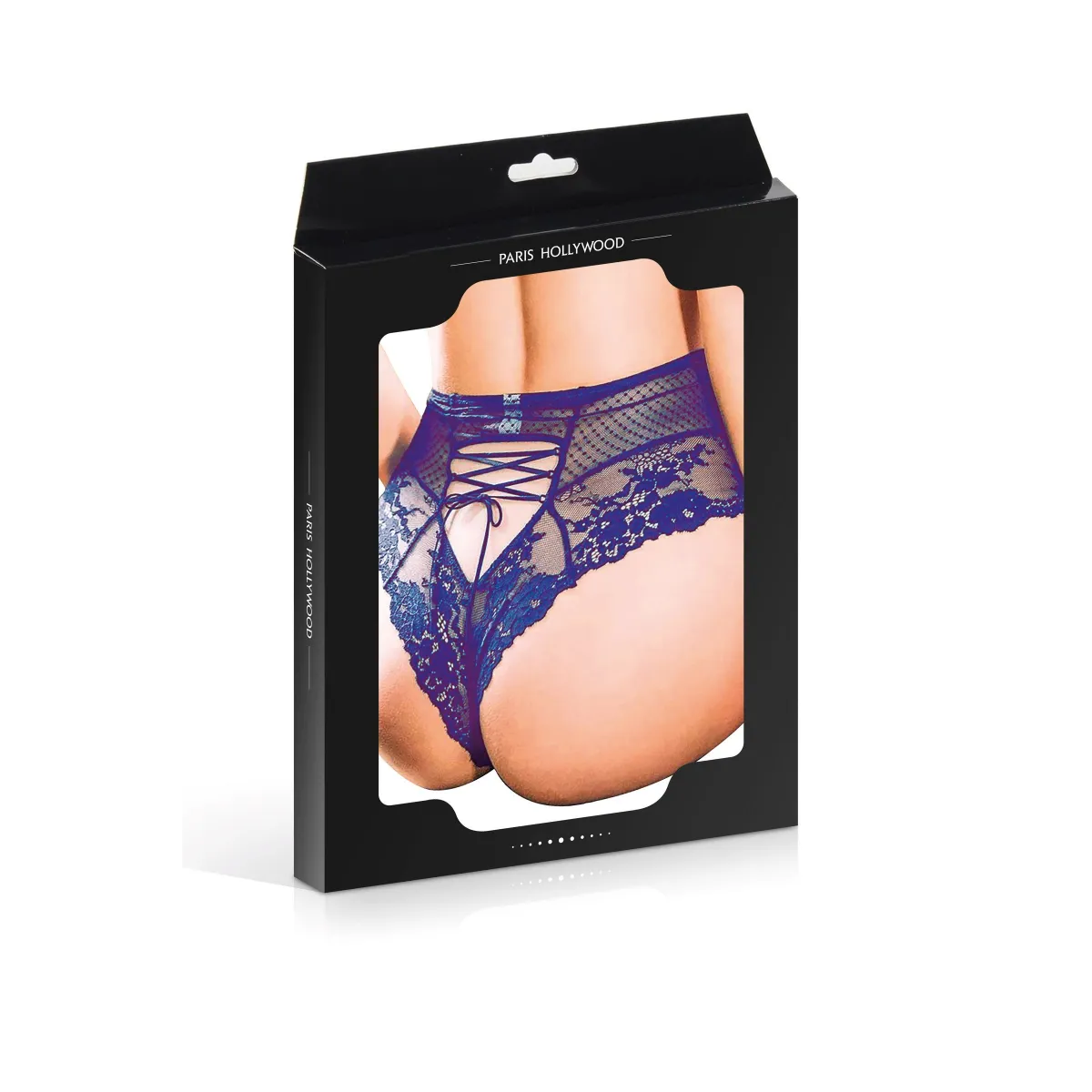 Tanga bleu taille haute avec laçage