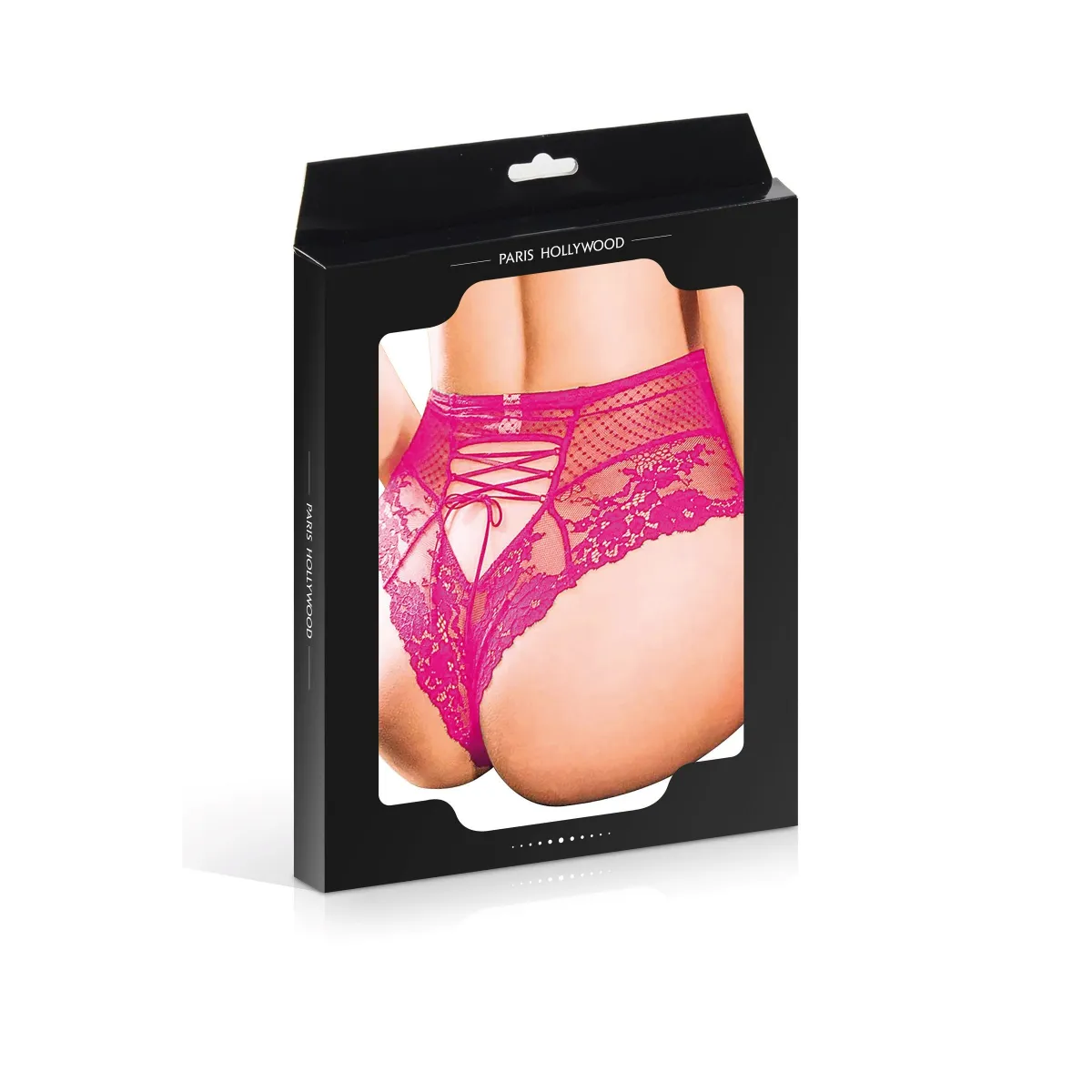 Cintura alta rosa Tanga con cordones