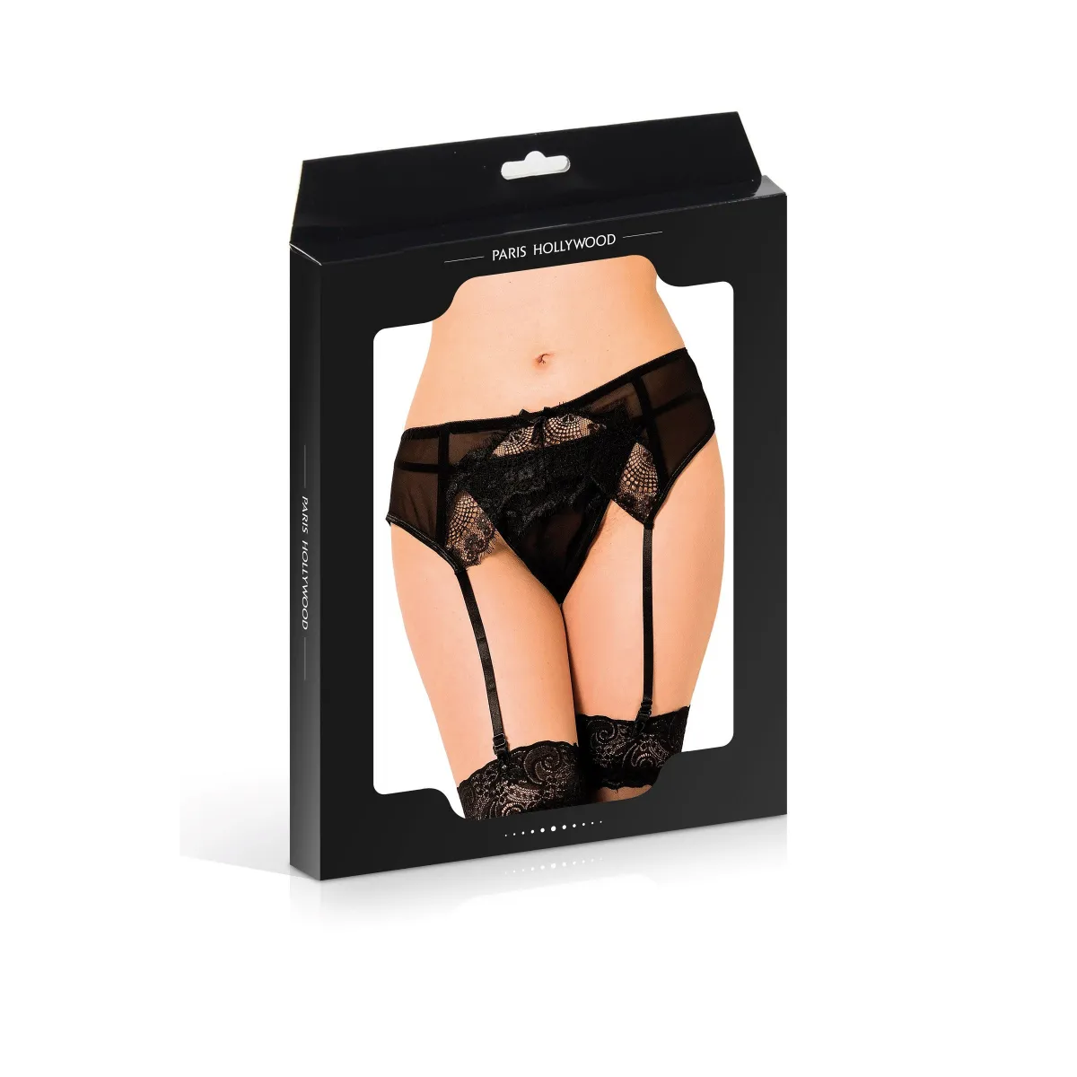 Garter belt black mesh lace and thong