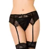 Garter belt black mesh lace and thong