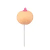 Breast-shaped strawberry lollipop