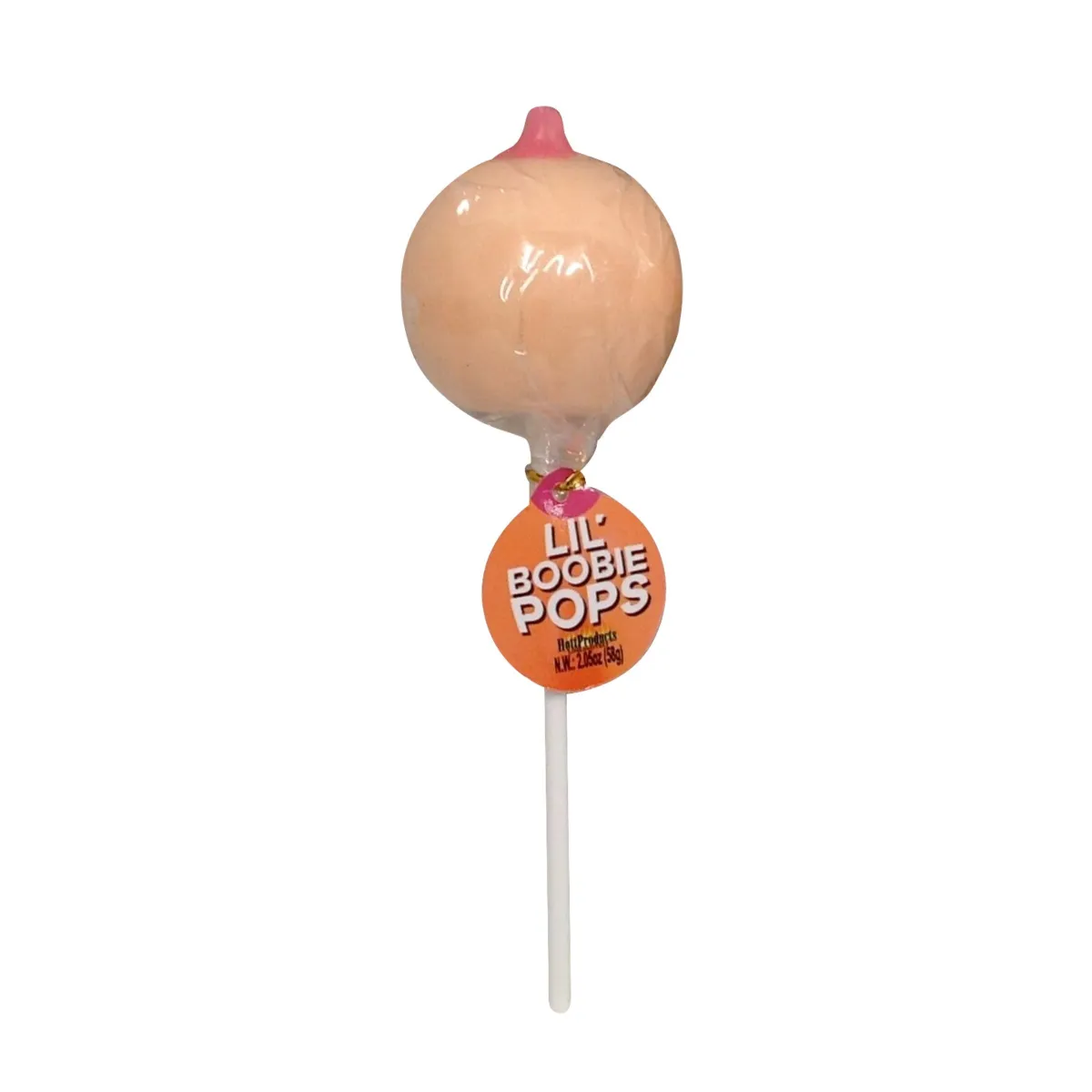 Breast-shaped strawberry lollipop