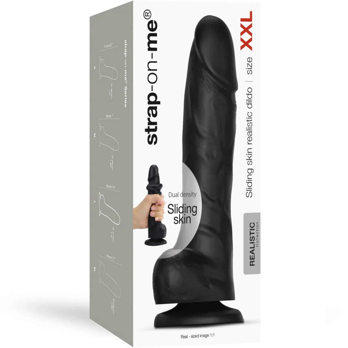 Pele deslizante Dildo Preto Realista - Xxl Pele deslizante Dildo Preto Realista - Xxl