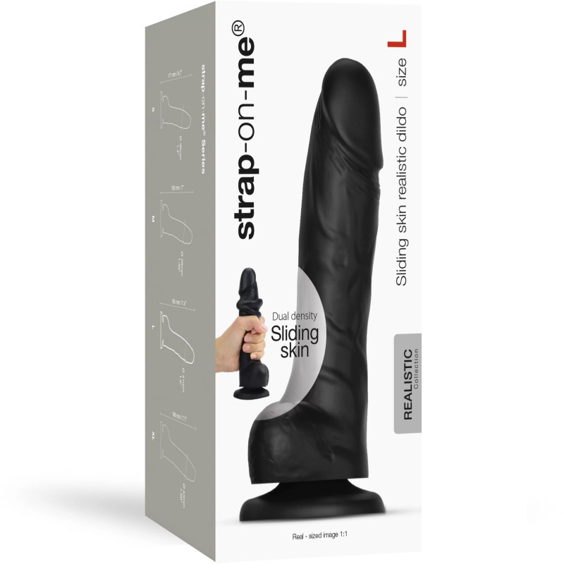 Sliding Skin Realistic Dildo Noir - L