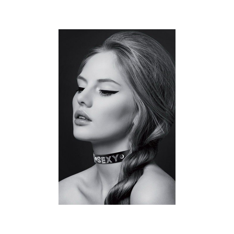 Collier Strass Sexy Cuir Bovin