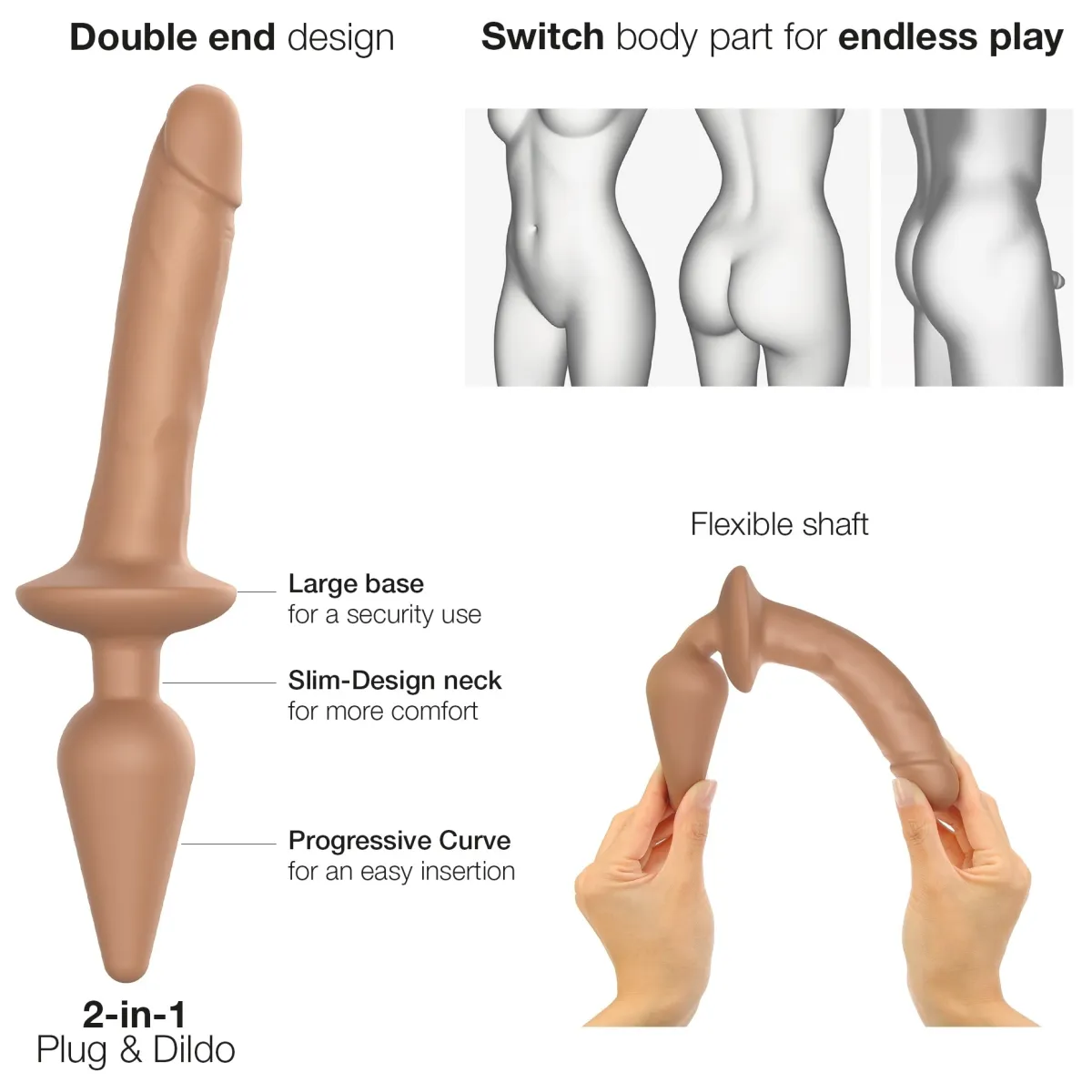 SWITCH PLUG-IN REALISTIC DILDO CARAMEL - L -