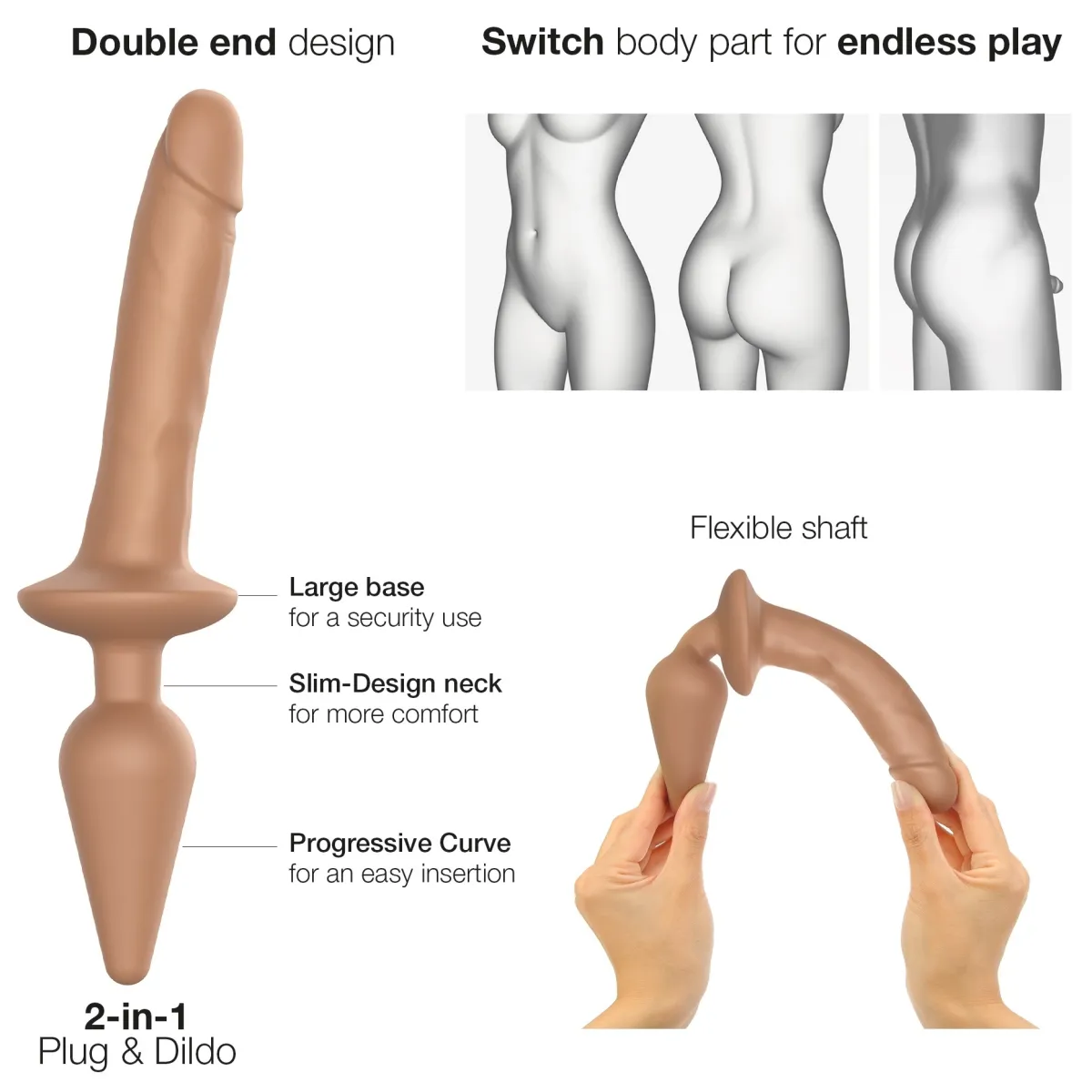 SWITCH PLUG-IN REALISTIC DILDO CARAMEL - S -