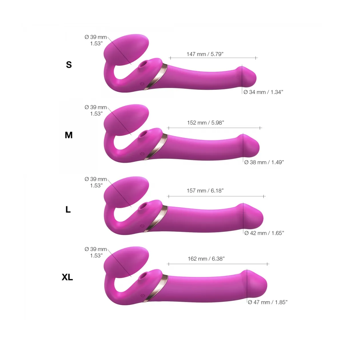 MULTI ORGASM BENDABLE STRAP-ON - M - FUCHSIA -