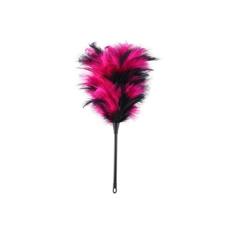 Espanador de penas preto e rosa