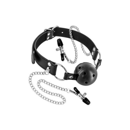 Set Baillon Ball And Breast Clamps Fetish Tentation - 1