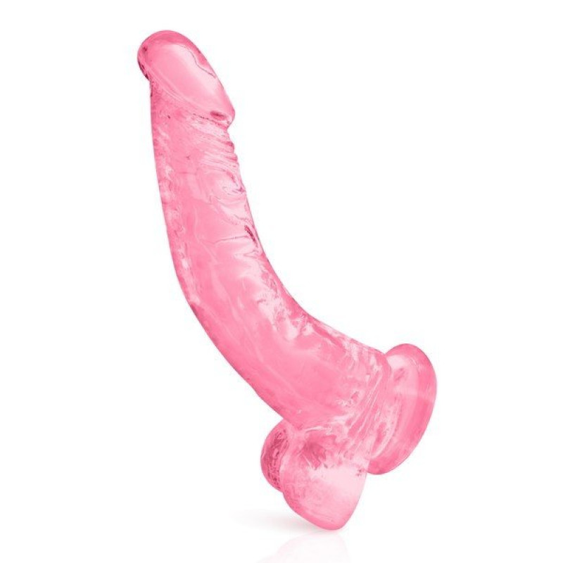 Consolador Curvo Translúcido Rosa Gelatina 22cm
