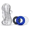 Masturbador Jerk Off Transparente + 3 Anillos