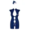 Stewardess Costume 3 Pcs - Black & Blue