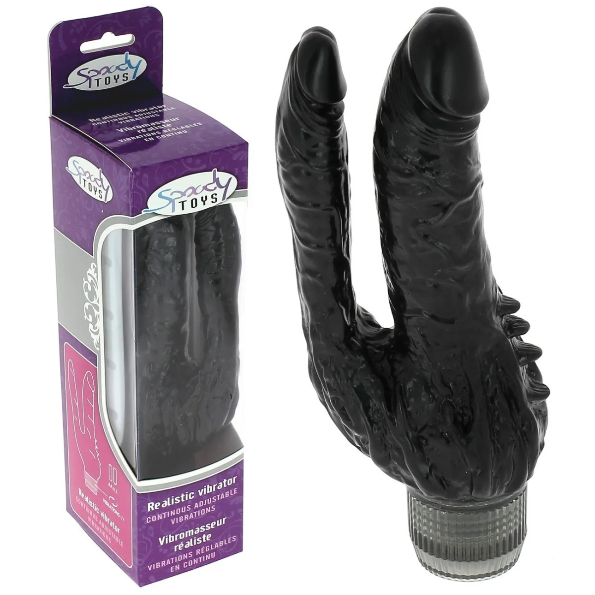 Spoody Toys Preto vibrador de dupla penetração realista por 20,90 €