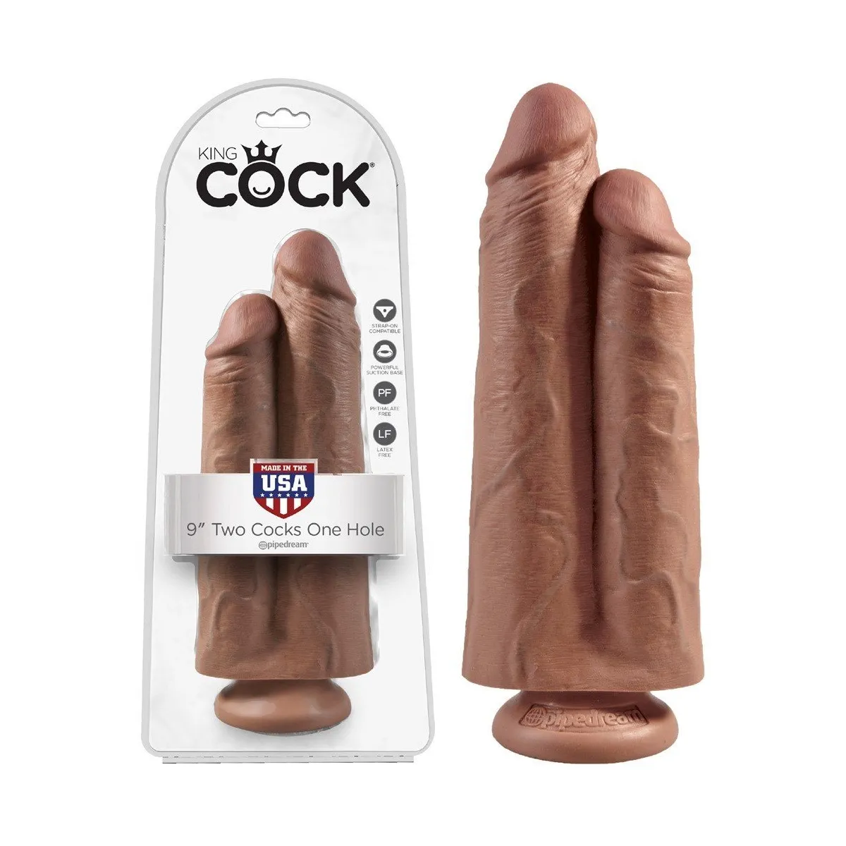 Taça Dupla dildo copa bronzeado 2 Galo 1 Buraco - 25 Cm