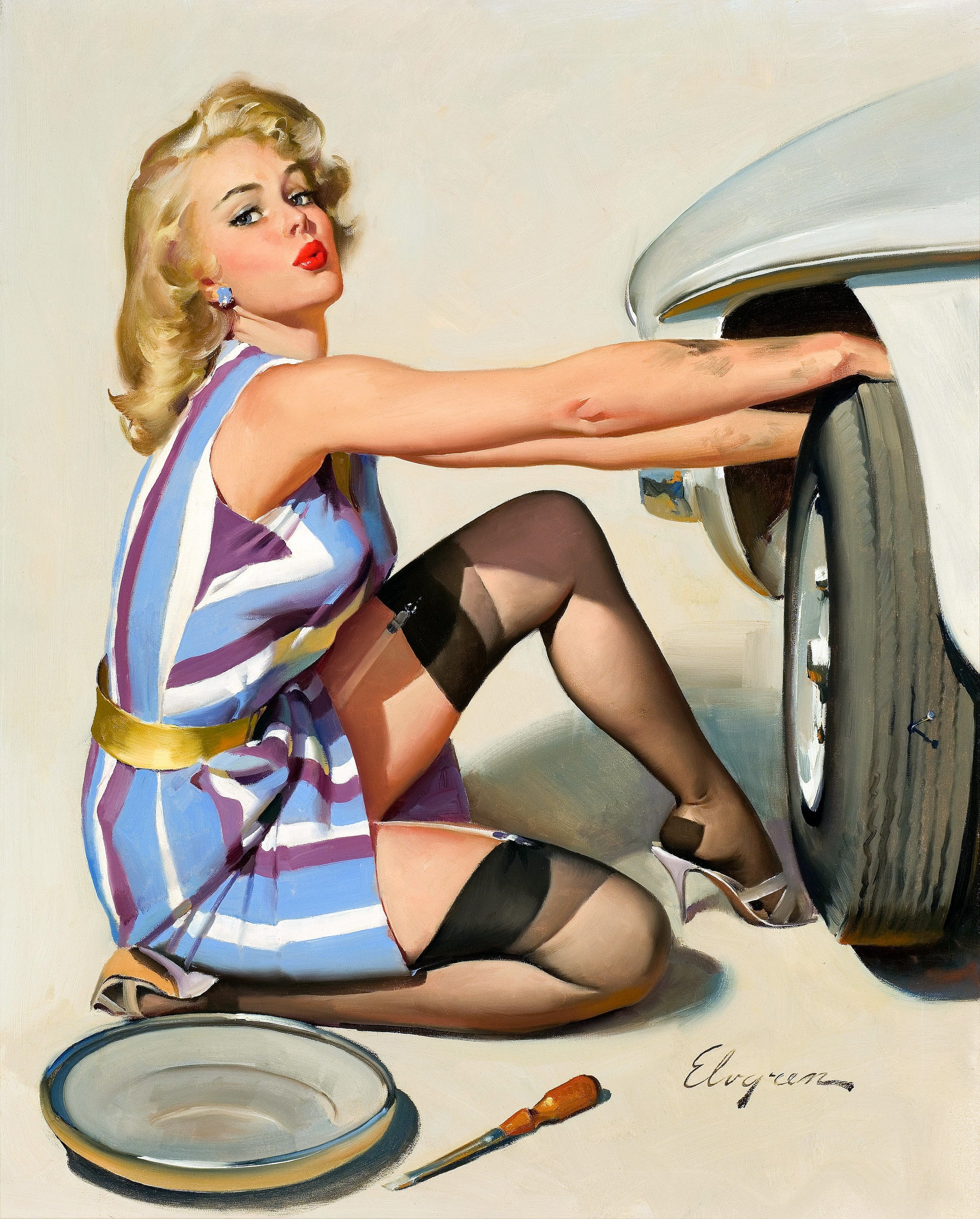 Quick Change, Brown & Bigelow calendar illustration, 1967